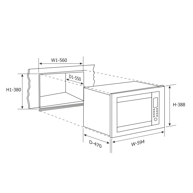 Glen Built in Microwave with Convection Jog wheel Control 25 Ltr. - Black (MO-674CONBL)