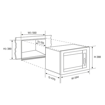 Glen Built in Microwave with Convection Jog wheel Control 25 Ltr. - Black (MO-674CONBL)