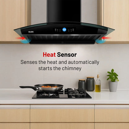Glen Auto Clean Chimney with LCD Display, Heat Sensors and BLDC Motor 1600 m³/h - 60/76/90cm (CH6061LCDDCAC)