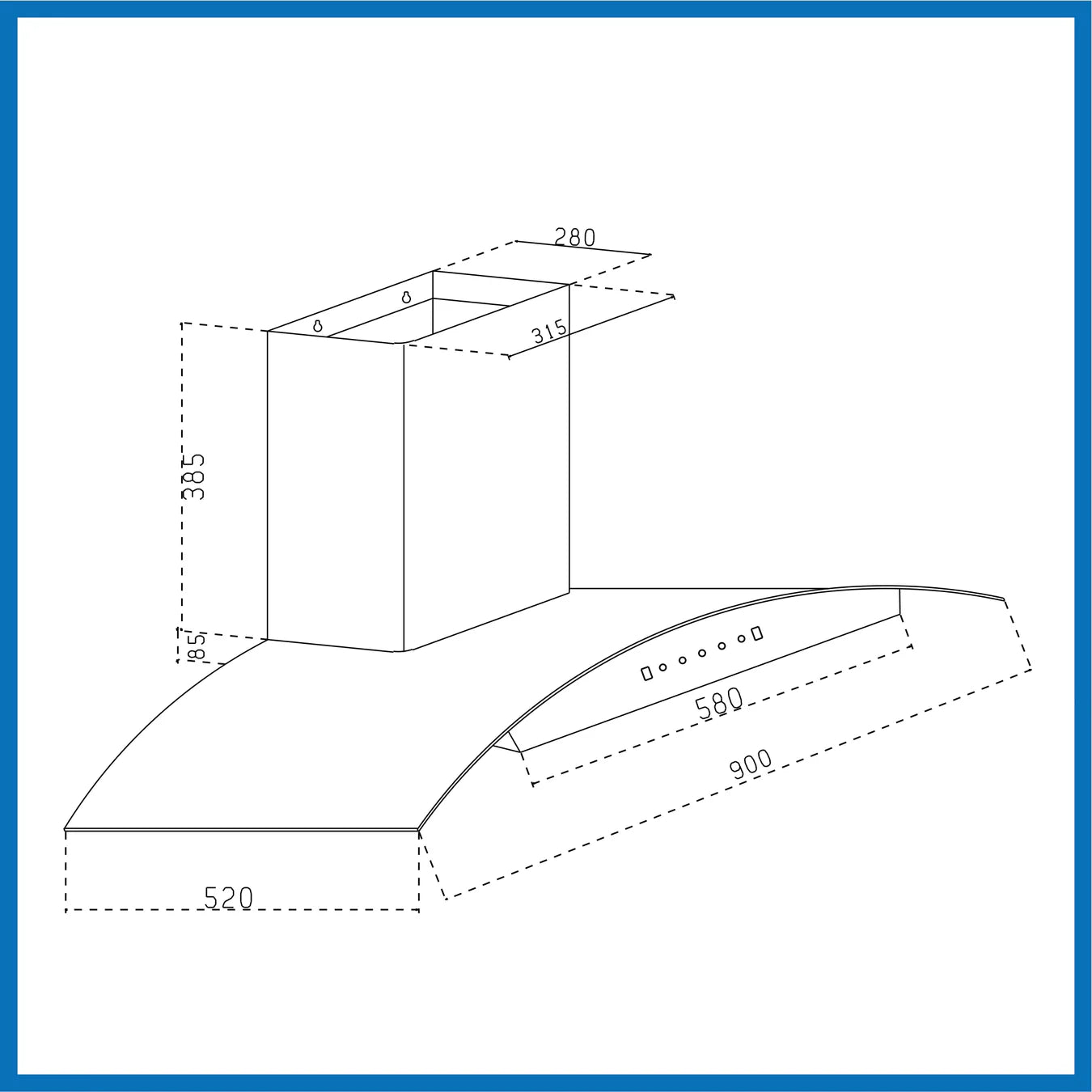Glen Auto Clean Curved Glass Chimney with BLDC Motor 60/90cm 1400 m³/h -Black (6071R BLDC BL AC)