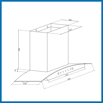 Glen Auto Clean Curved Glass Chimney with BLDC Motor 60/90cm 1400 m³/h -Black (6071R BLDC BL AC)