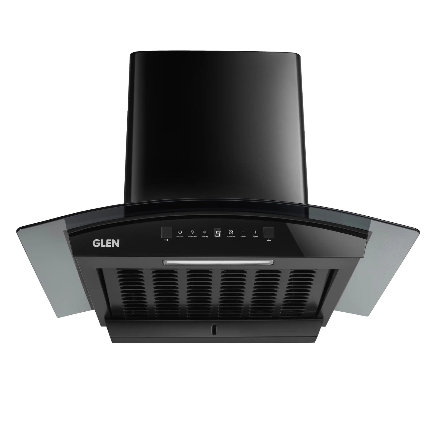 Glen Auto Clean Curved Glass Chimney with BLDC Motor 60/90cm 1400 m³/h -Black (6071R BLDC BL AC)