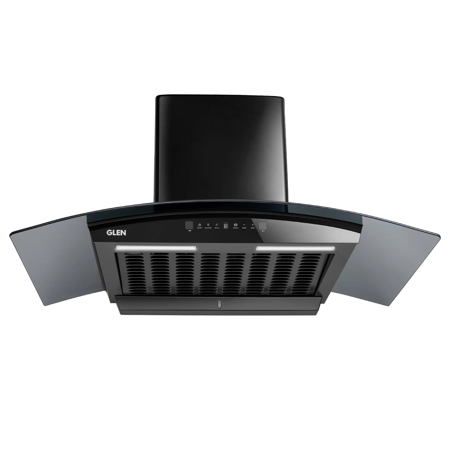 Glen Auto Clean Curved Glass Chimney with BLDC Motor 60/90cm 1400 m³/h -Black (6071R BLDC BL AC)