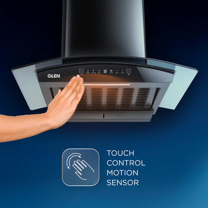 Glen Auto Clean Curved Glass Chimney with BLDC Motor 60/90cm 1400 m³/h -Black (6071R BLDC BL AC)