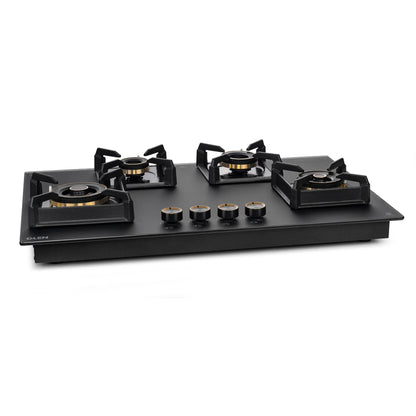 Glen 4 Burner DFVS Matt Glass Hob with 2 Triple Ring Total Brass Burners Auto Ignition – BH1074DFTHT2TRMG