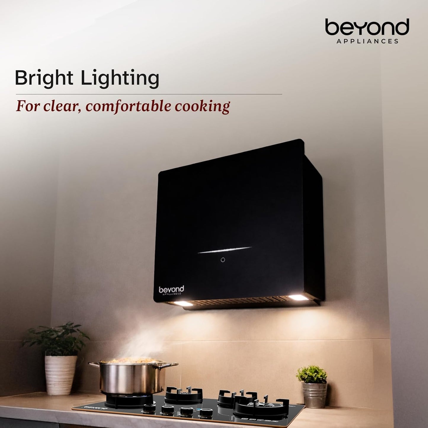 Beyond Appliances Cube Pro Plug N Play Ductless Kitchen Chimney | 1400 CMH | Auto Clean | 5-Stage Charcoal Activated Filter | Touch Control | 3-way Suction | 48dB Low Noise | Black | PAN INDIA SERVICE Kitchen Etto