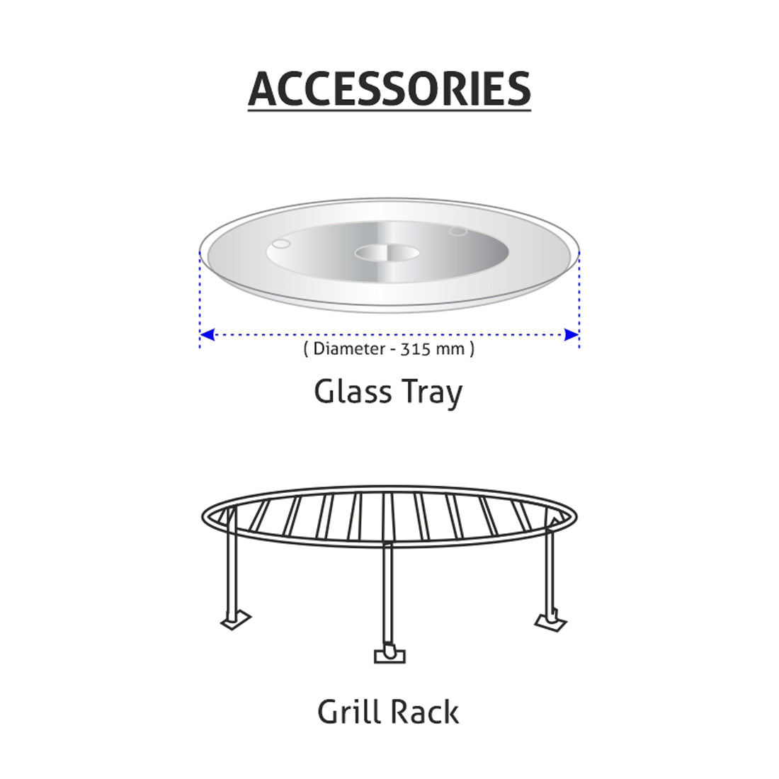 Glen Built In Microwave with Grill 25Ltr Glass Finish (MO 675)