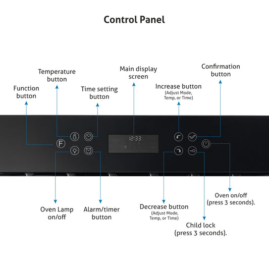 Built in Air Fryer Oven with Turbo Fan 10 Multi-functions 45Ltr Capacity Touch Control (BO-654AFT45)
