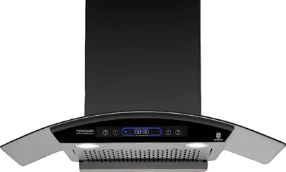 Hindware COSIMA BLDC 60CM 1600CMH; ENERGY EFFICENT MOTOR WITH MOTION SENSOR (YEAR 2025) Auto Clean Wall Mounted BLACK 1600 CMH Chimney