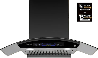 Hindware COSIMA BLDC 60CM 1600CMH; ENERGY EFFICENT MOTOR WITH MOTION SENSOR (YEAR 2025) Auto Clean Wall Mounted BLACK 1600 CMH Chimney