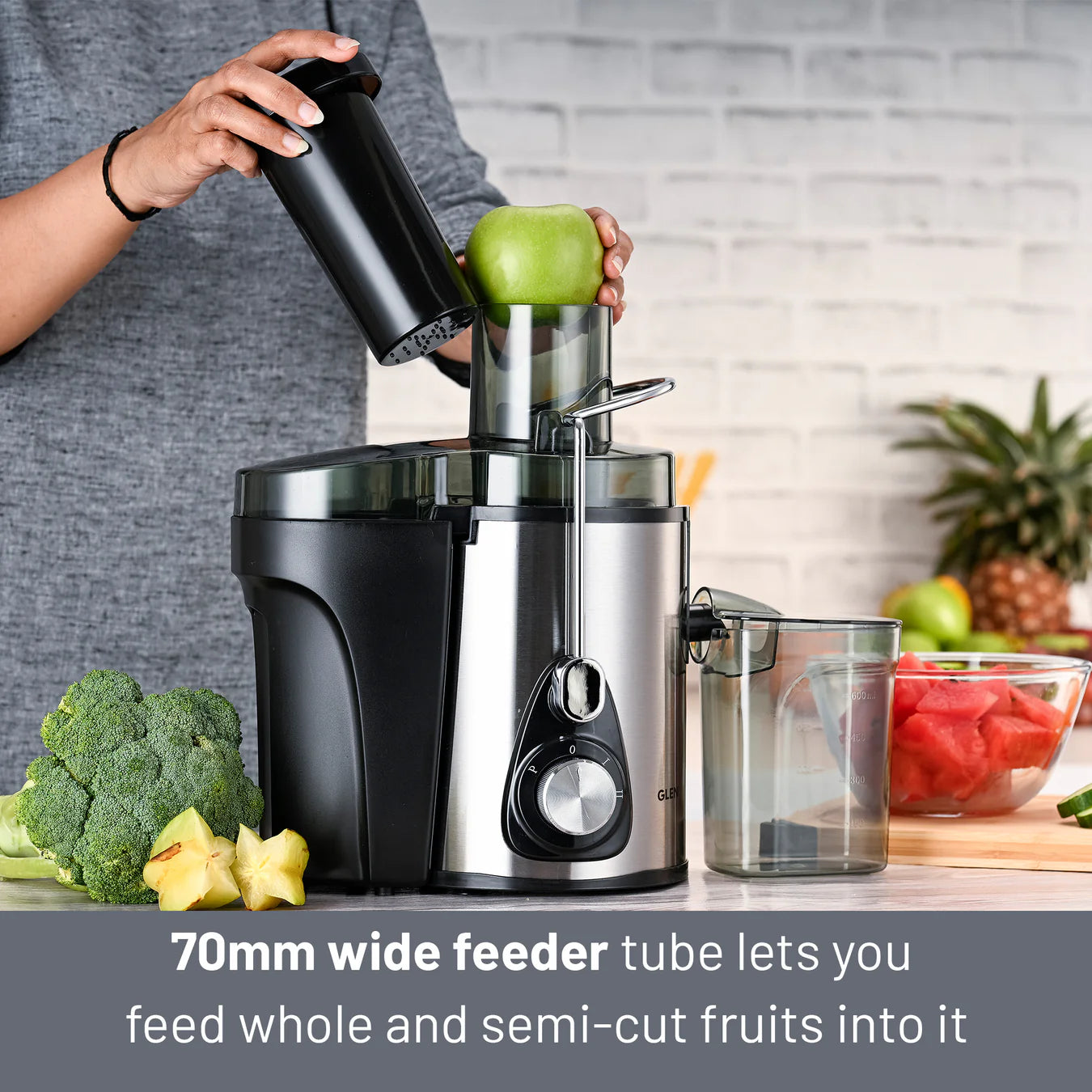 Centrifugal Juicer 600W, Full Apple Feeding Tube 600ml Juice Collector, Stainless Steel Filter (4019)