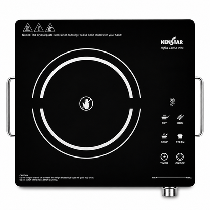 Kenstar 2200 W Infrared Induction Cooktop Touch Panel (Silver, Black, Infra Lumo Electric Stove Cooktop Energy Efficient Fast Heating Portable)