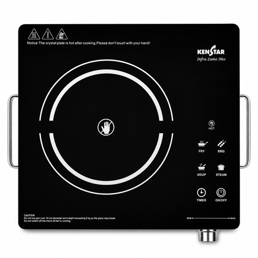 Kenstar 2200 W Infrared Induction Cooktop Touch Panel (Silver, Black, Infra Lumo Electric Stove Cooktop Energy Efficient Fast Heating Portable)