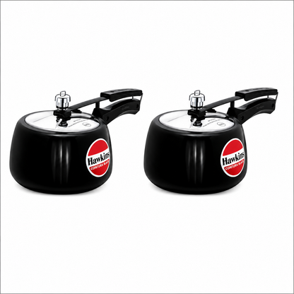 Hawkins 3 Litre Contura Black Pressure Cooker, Hard Anodised Inner Lid Cooker, Handi Cooker, Black (CB30) (Pack of 2)