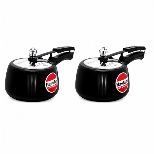 Hawkins 3 Litre Contura Black Pressure Cooker, Hard Anodised Inner Lid Cooker, Handi Cooker, Black (CB30) (Pack of 2)