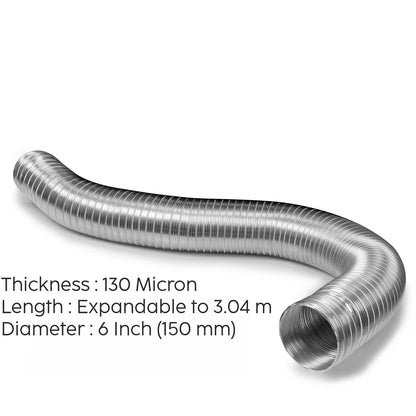 Chimney Installation Duct Pipe with Cap 6 inch (3.0 meters length Approx)