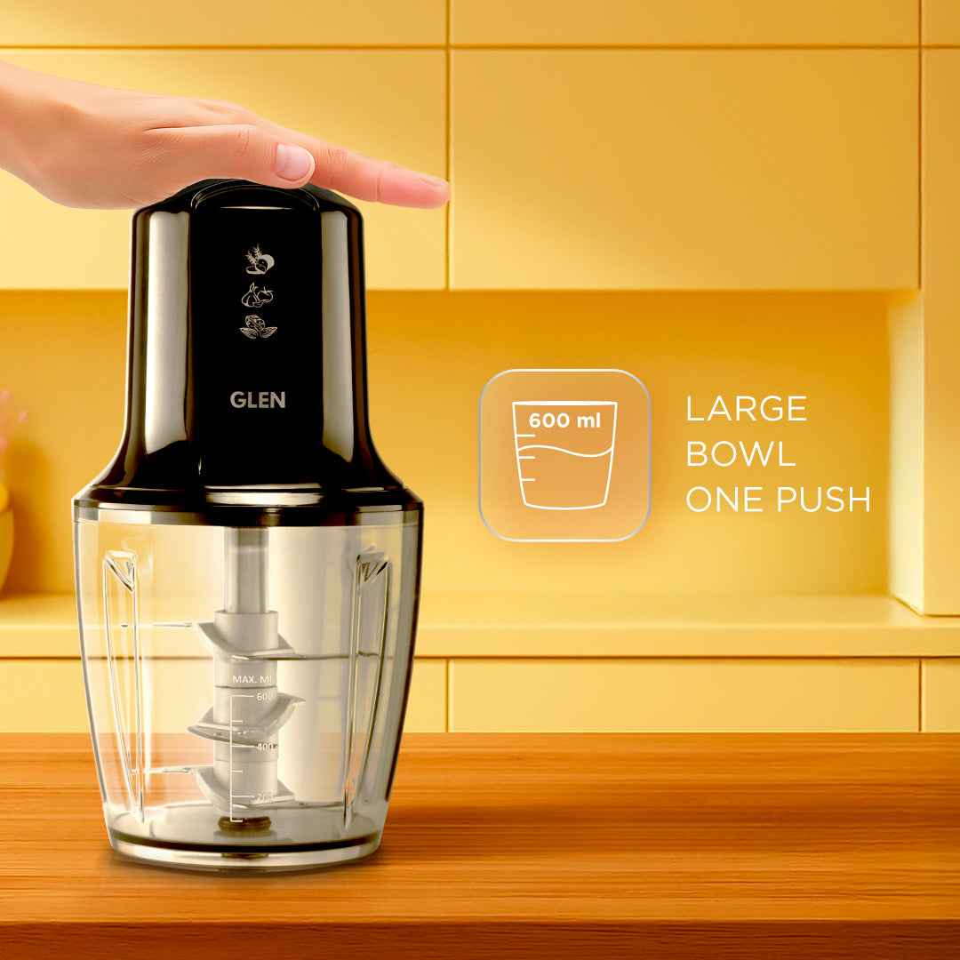 Electric Turbo Plus Vegetable Chopper, 3 Stainless Steel Blades, Whisking Disc 0.6 Litre large Bowl, 300W - Black (4042TUPLUS)