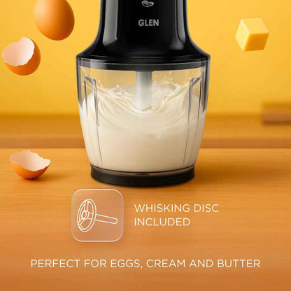Electric Turbo Plus Vegetable Chopper, 3 Stainless Steel Blades, Whisking Disc 0.6 Litre large Bowl, 300W - Black (4042TUPLUS)