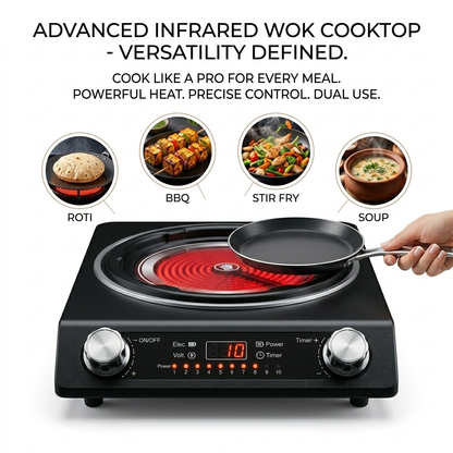 Kitchen Etto Commercial Infrared Induction Cooktop for Heavy Duty Cooking 3500 Watt