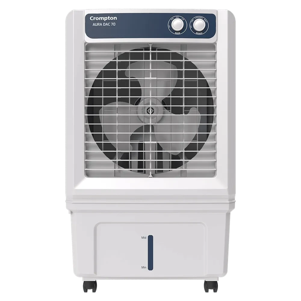Crompton Aura 70 Litres Desert Air Cooler with Everlast Pump (Collasible Louvers, Indian Ink & While)