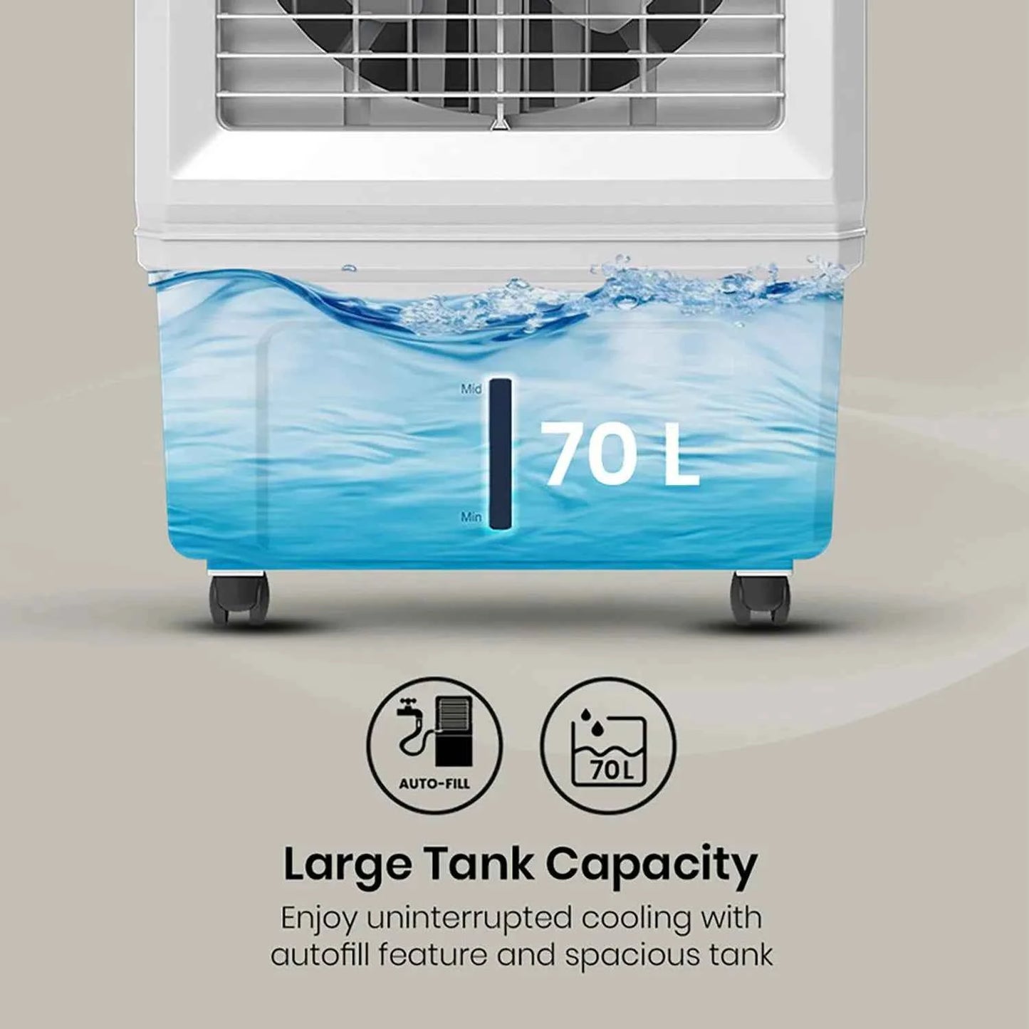 Crompton Aura 70 Litres Desert Air Cooler with Everlast Pump (Collasible Louvers, Indian Ink & While)