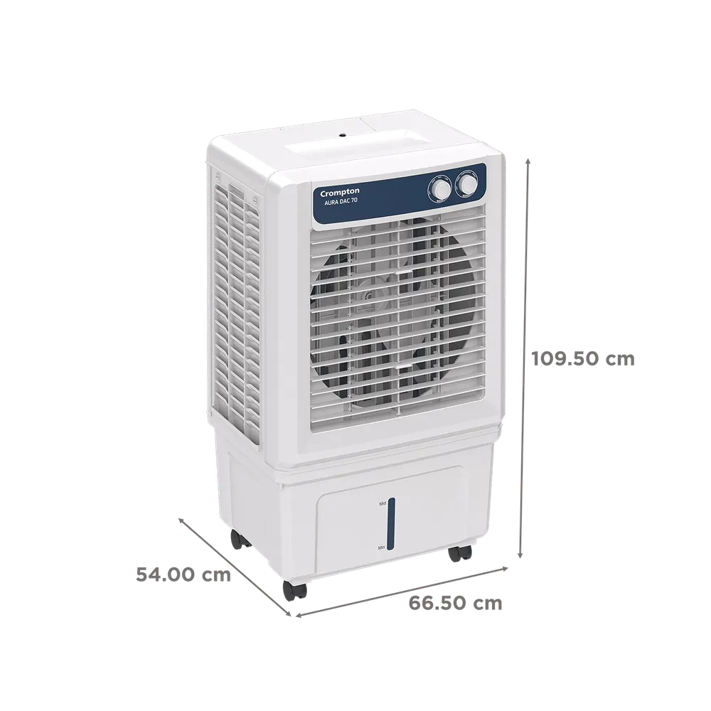Crompton Aura 70 Litres Desert Air Cooler with Everlast Pump (Collasible Louvers, Indian Ink & While)