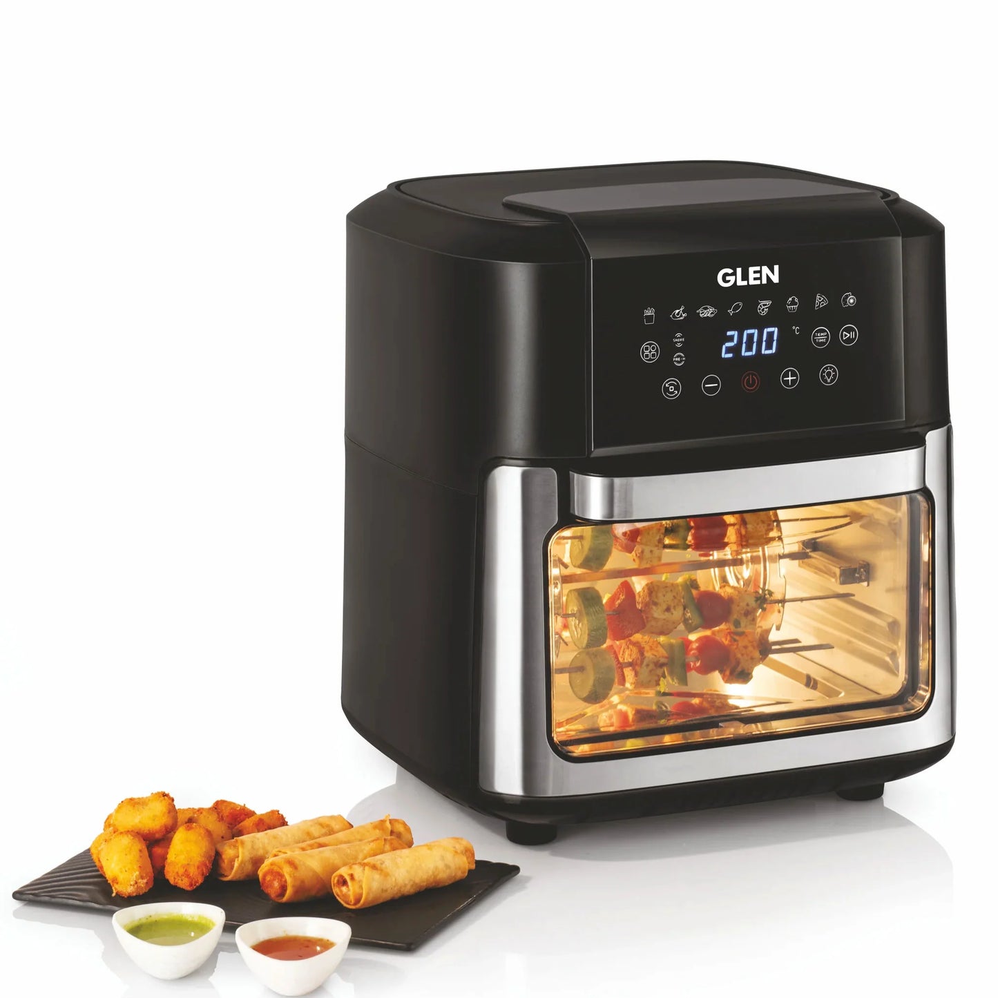Glen Digital Air Fryer, 12 Litre Capacity, 8 Pre Set Menu, Time and Temperature Control, 2000W - (SA 3040 DSS)