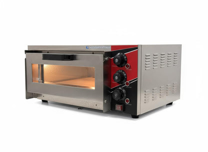 Kitchen Etto Electric Pizza Oven, 16" Stone Base, Stainless Steel Pizza Maker with Timer & Temperature Control for Restaurants & Home Use