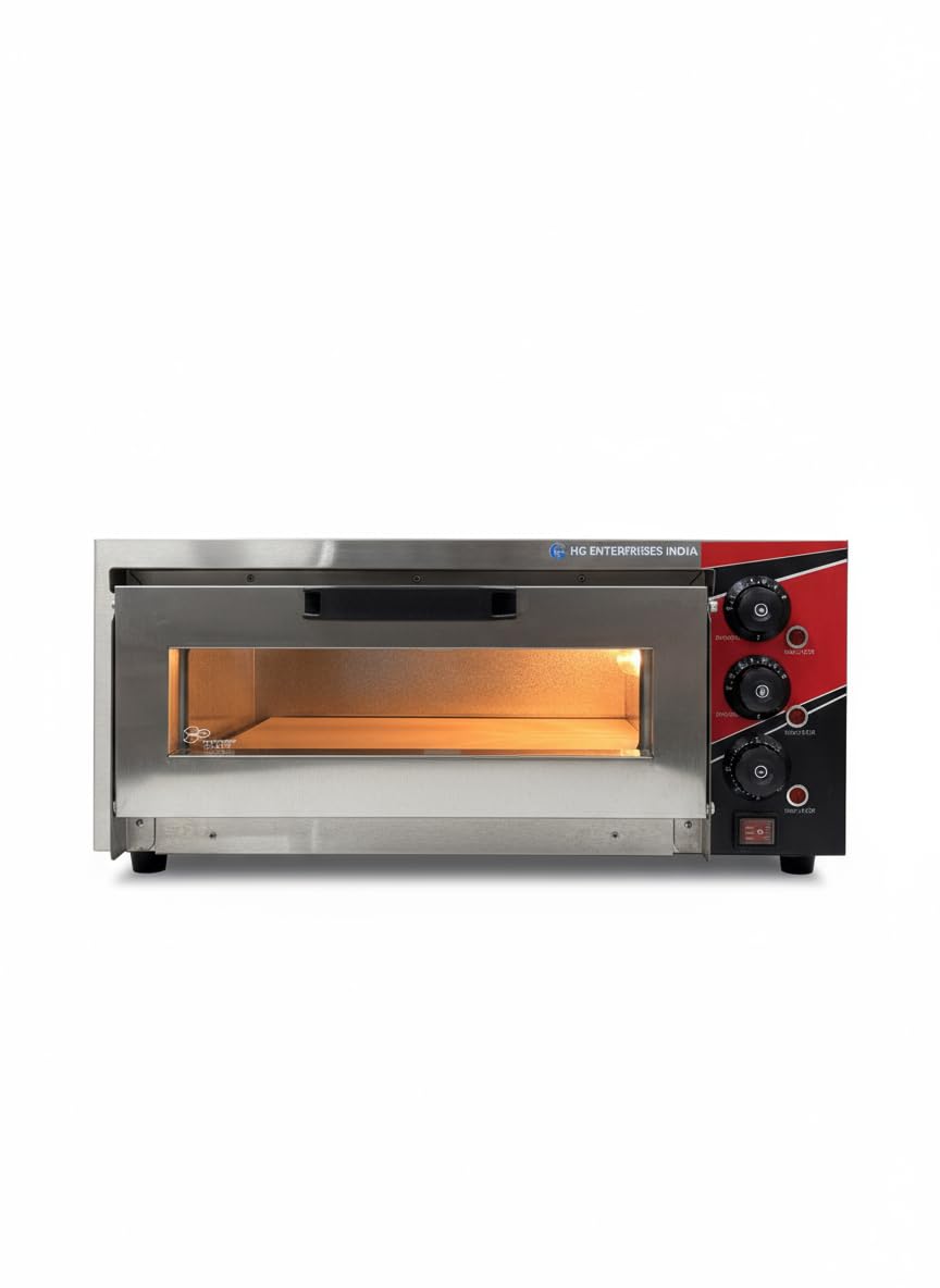 Kitchen Etto Electric Pizza Oven, 16" Stone Base, Stainless Steel Pizza Maker with Timer & Temperature Control for Restaurants & Home Use