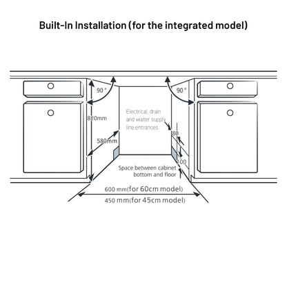 Glen Free Standing Dishwasher 12 Place Setting SS Panel Electronic Controls (DW-5201FS)