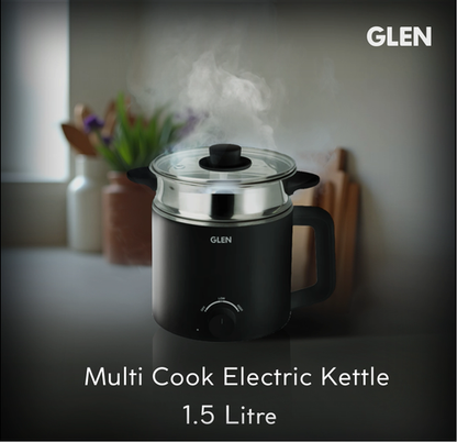 Multi Cook Electric Kettle, 1.5 Litre Steam, Cook & Boil 600W- Silver and Black (9016)