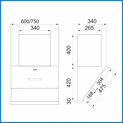 Auto Clean Glass Chimney Filter-less with Motion Sensor, 1400 m³/h - 60/75/90cm (CH 6065 BL AC)