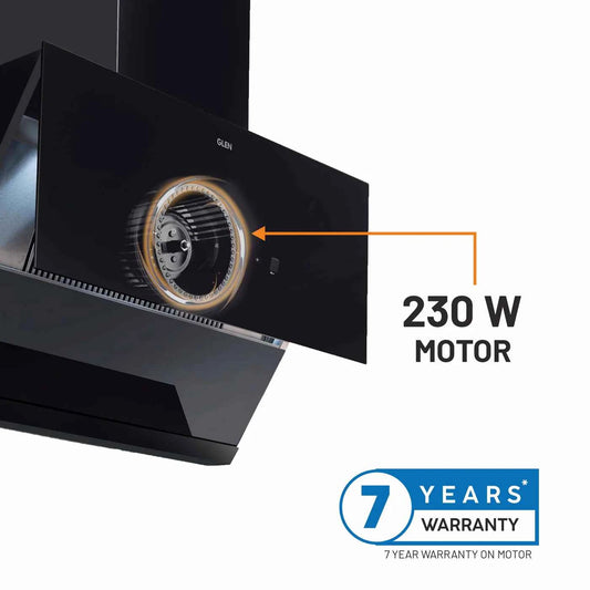 Glen Glen Auto Clean Glass Chimney Filter-less with Motion Sensor, 1400 m³/h - 60/75/90cm - 1400 m³/h 90cm