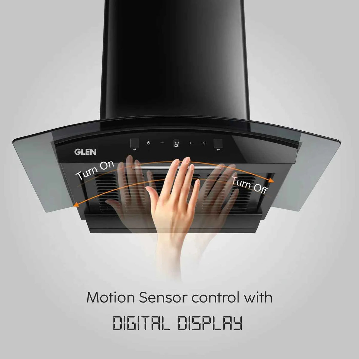 Glean Sensor Glen Auto Clean Curved Glass Filter less Kitchen Chimney, Motion Senso ...