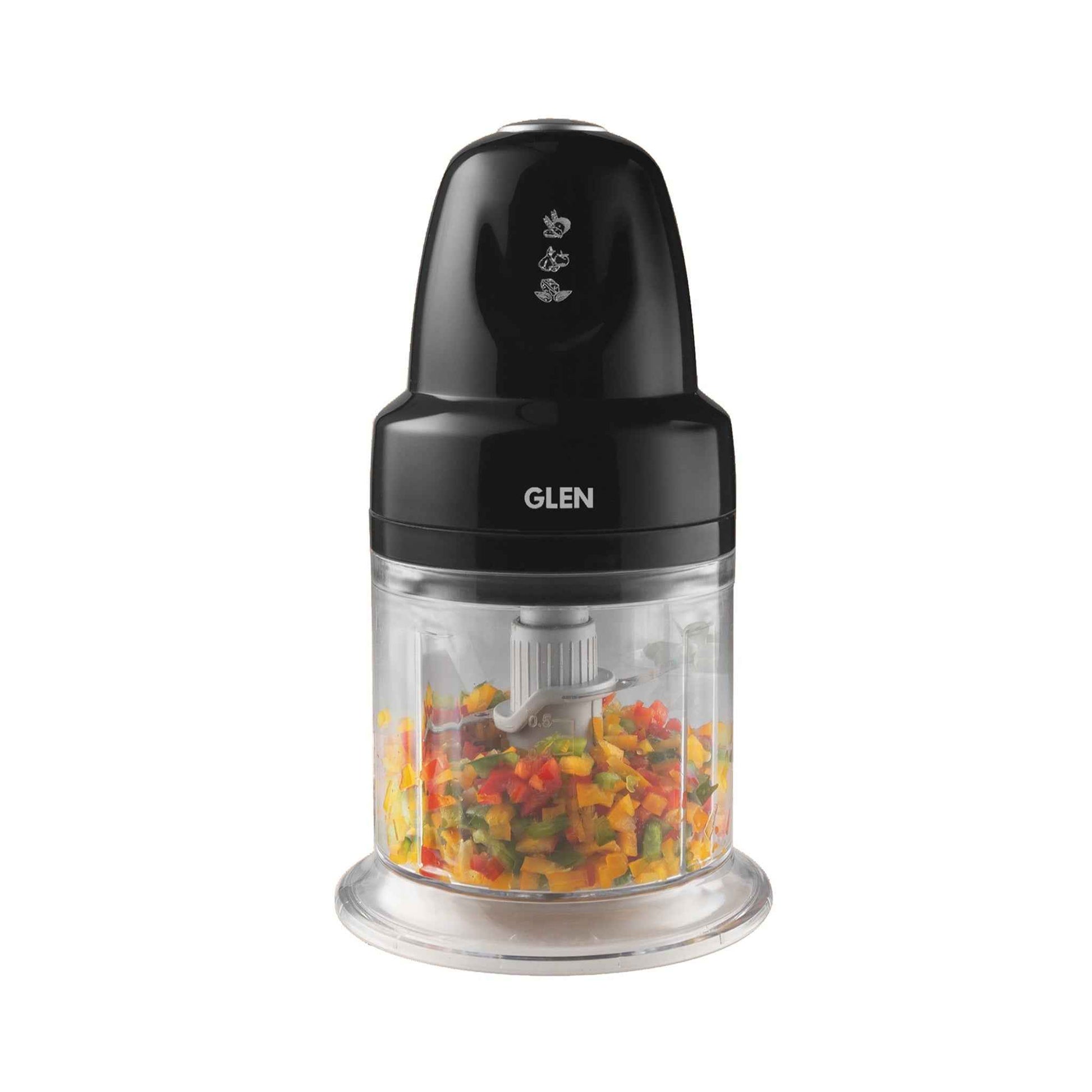 Electric Vegetable Chopper, 2 Stainless Steel Blade, Whisking Disc 0.6 Litres Bowl, 250W - Black (4043 Turbo)