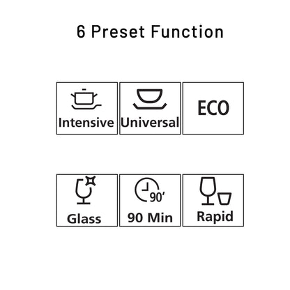 Glen Free Standing Dishwasher 12 Place Setting SS Panel Electronic Controls (DW-5201FS)