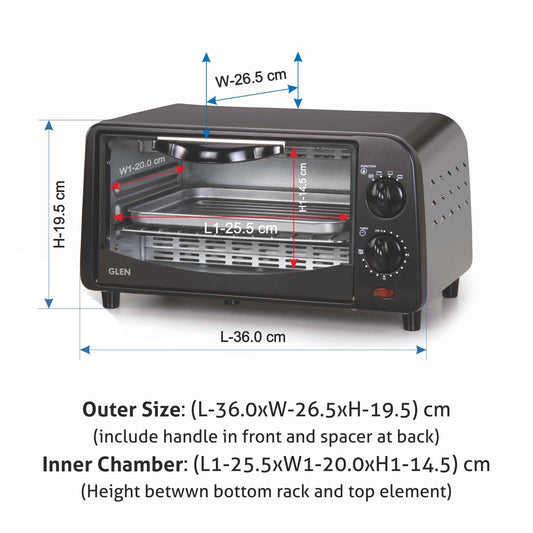 Toaster Griller - 9 Litre 800W Power Quartz Heating Elements - Black (5009)