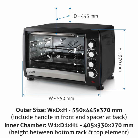 Oven Toaster Griller (OTG) -48 Litres, Full Back Convection, Motorized Rotisserie, 2000W - Black (5048RC)