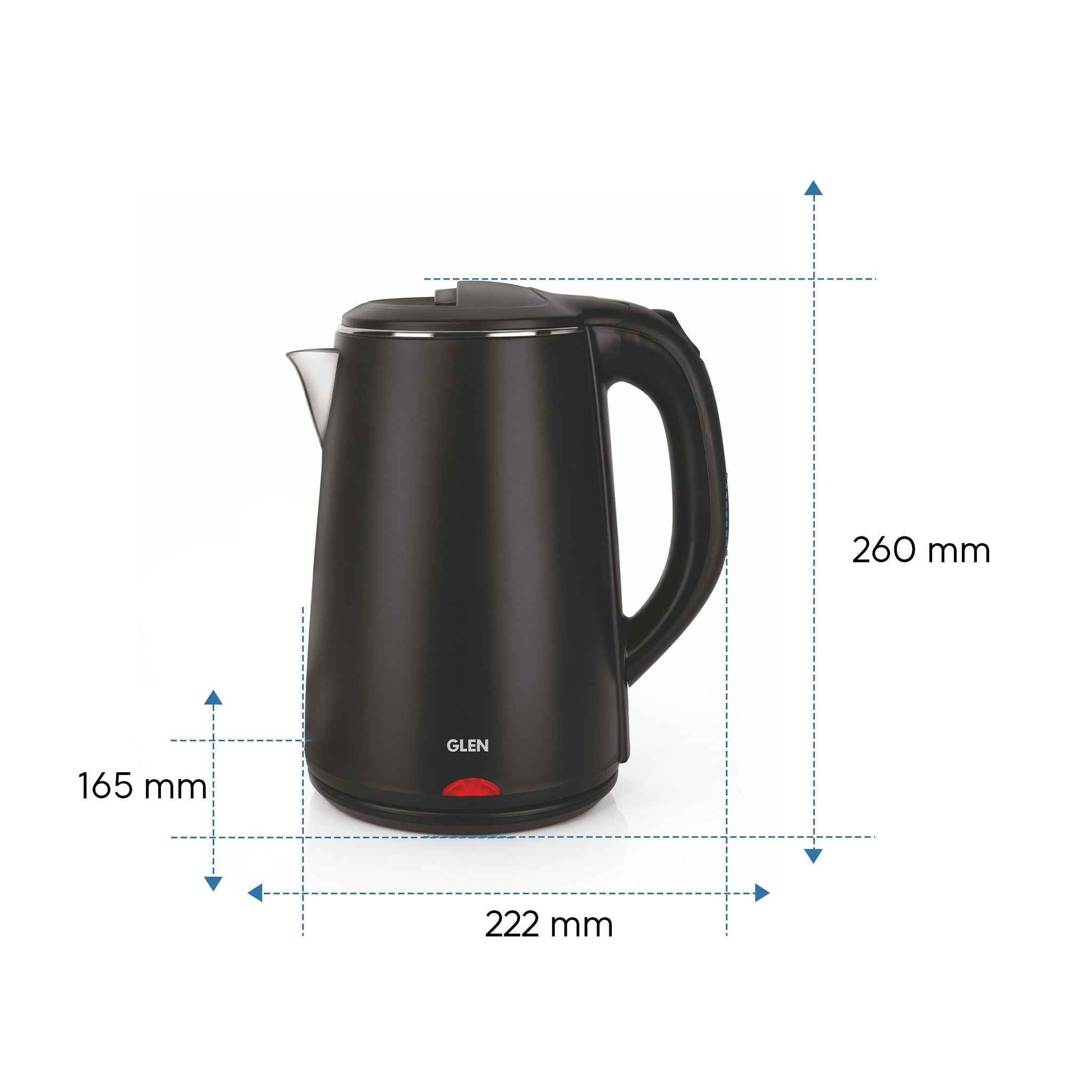 Electric Kettle 1.8 Litre Plastic Clad Stainless Steel, 360° Rotation Base, Auto Shutoff, 1500 W (SA-9007BLACK)