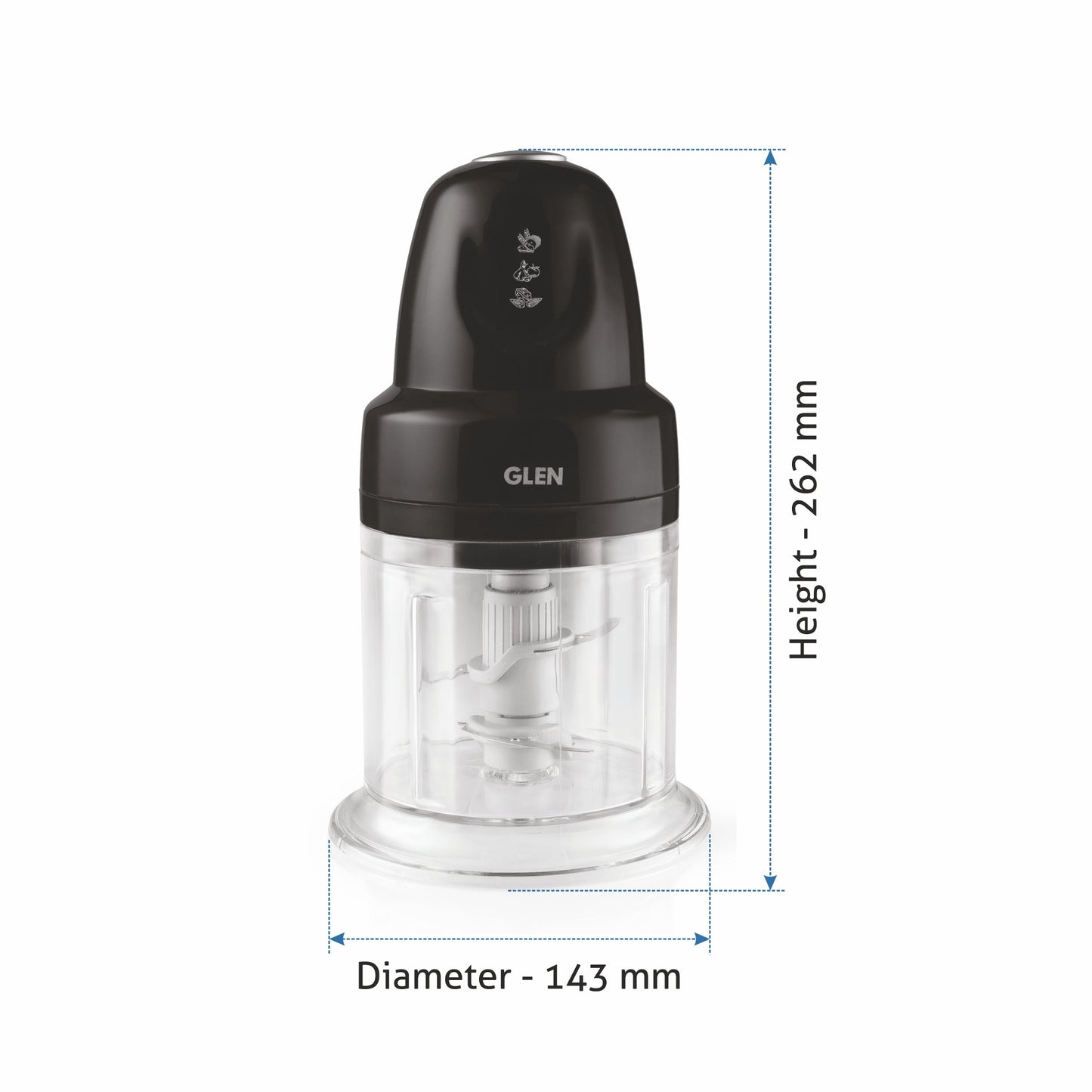 Electric Vegetable Chopper, 2 Stainless Steel Blade, Whisking Disc 0.6 Litres Bowl, 250W - Black (4043 Turbo)