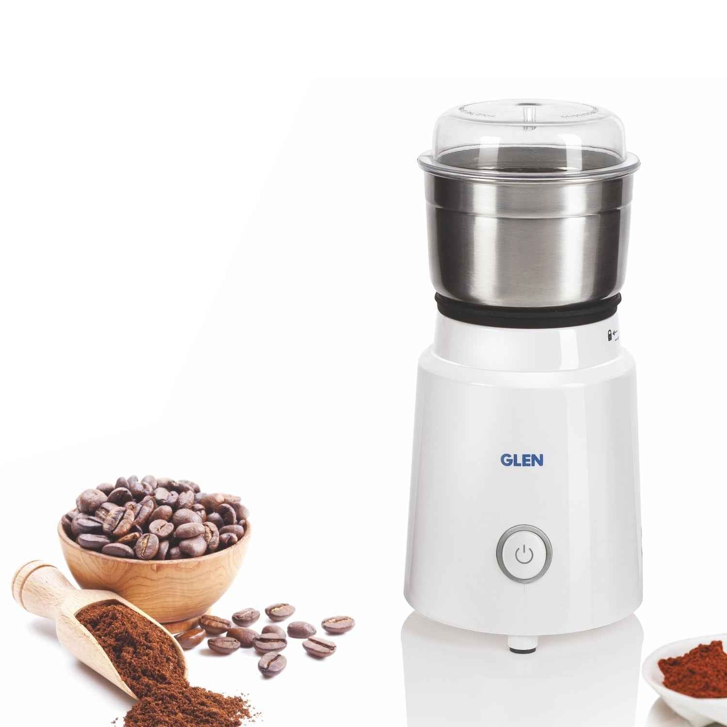 Electric Mini Grinder, 50gm SS Jar for Dry and Wet Grinding 350W - White (4045 NG)