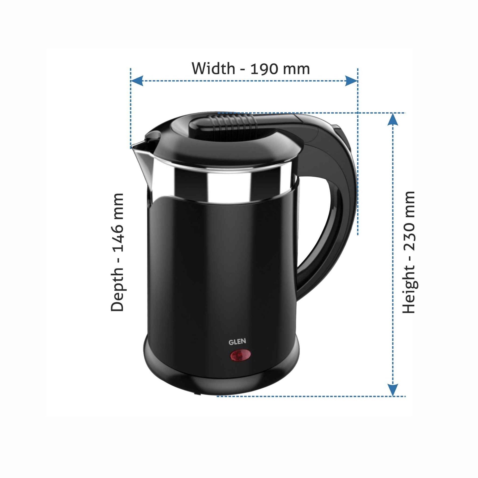 Electric Kettle Plastic Clad Stainless Steel with 360° Rotational Base 1.2 Litre 1350 W - Black (9015 DX)