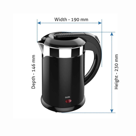 Electric Kettle Plastic Clad Stainless Steel with 360° Rotational Base 1.2 Litre 1350 W - Black (9015 DX)