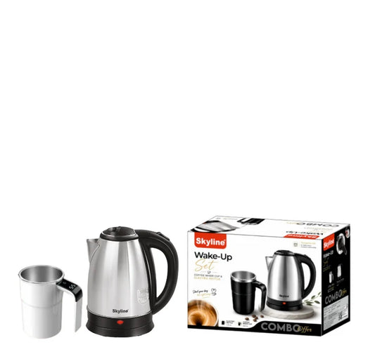 Skyline Wake Up Set | Electric Kettle & Magnetic Coffee Mixer Combo