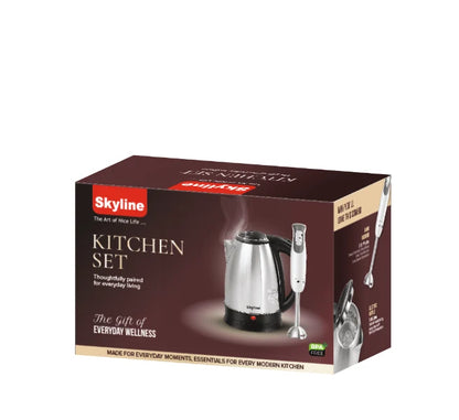 Skyline Kitchen Set | Electric Kettle & Hand Blender Combo