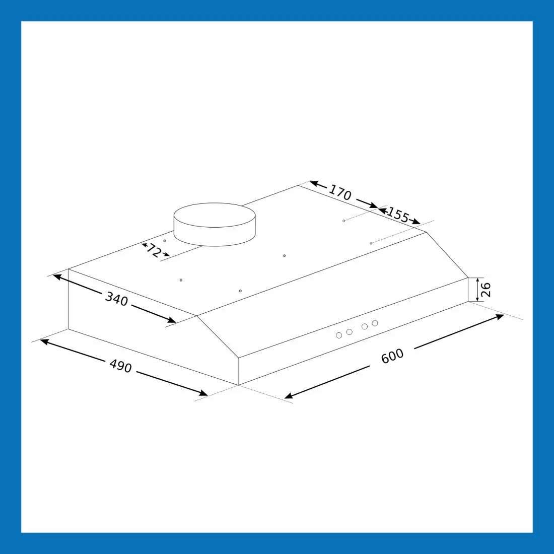 Glen Straight Line Kitchen Chimney with Push Button Baffle filters 60cm 1000 m3/h -Black (6000 DX BL)