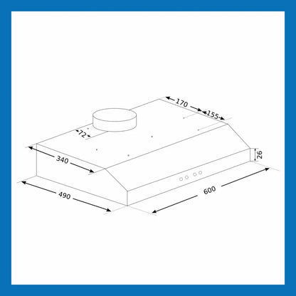 Glen Straight Line Kitchen Chimney with Push Button Baffle filters 60cm 1000 m3/h -Black (6000 DX BL)