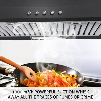 Glen Straight Line Kitchen Chimney with Push Button Baffle filters 60cm 1000 m3/h -Black (6000 DX BL)