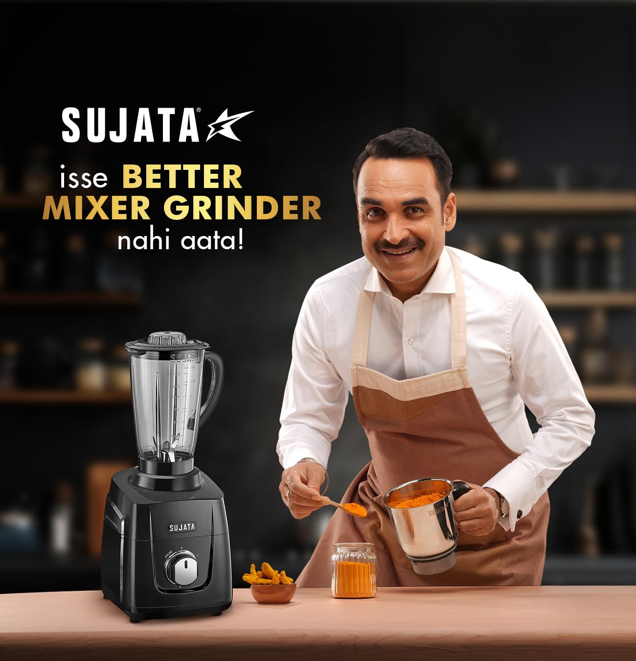 Sujata MG 01 Mixer Grinder|1000 Watts Double Ball Bearing Motor|24000 RPM| Non-Stop 90 Mins Running|3 Jars including 1750ml Blender, 1000ml Grinder, 500ml Chutney Jar| (Black)