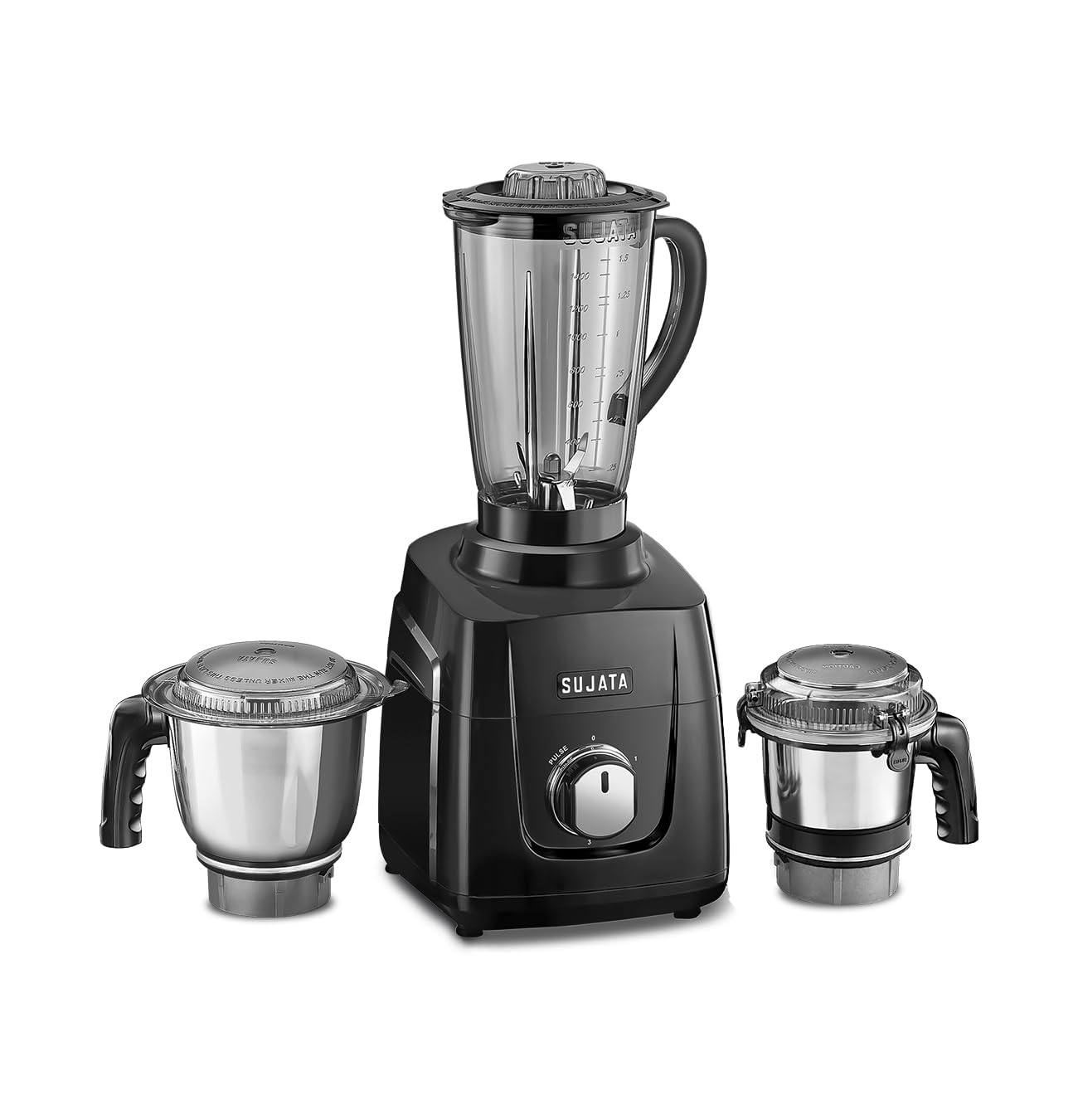 Sujata MG 01 Mixer Grinder|1000 Watts Double Ball Bearing Motor|24000 RPM| Non-Stop 90 Mins Running|3 Jars including 1750ml Blender, 1000ml Grinder, 500ml Chutney Jar| (Black)
